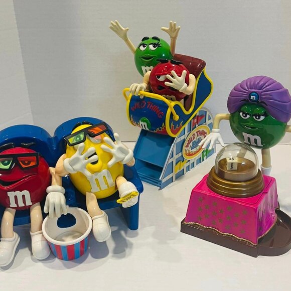 M&M Dispensers set of 3~at the Movies ~Wild Thing Roller Coaster~Madame Green - Picture 1 of 9